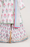 Block Printed Kurta and Sharara paired with soft net dupatta