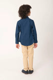 Boys Solid Navy Blue Cotton Shirt