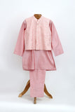 Cotton Silk Kurta Pyjama With Organza Embroidered Faux Mirron Jacket