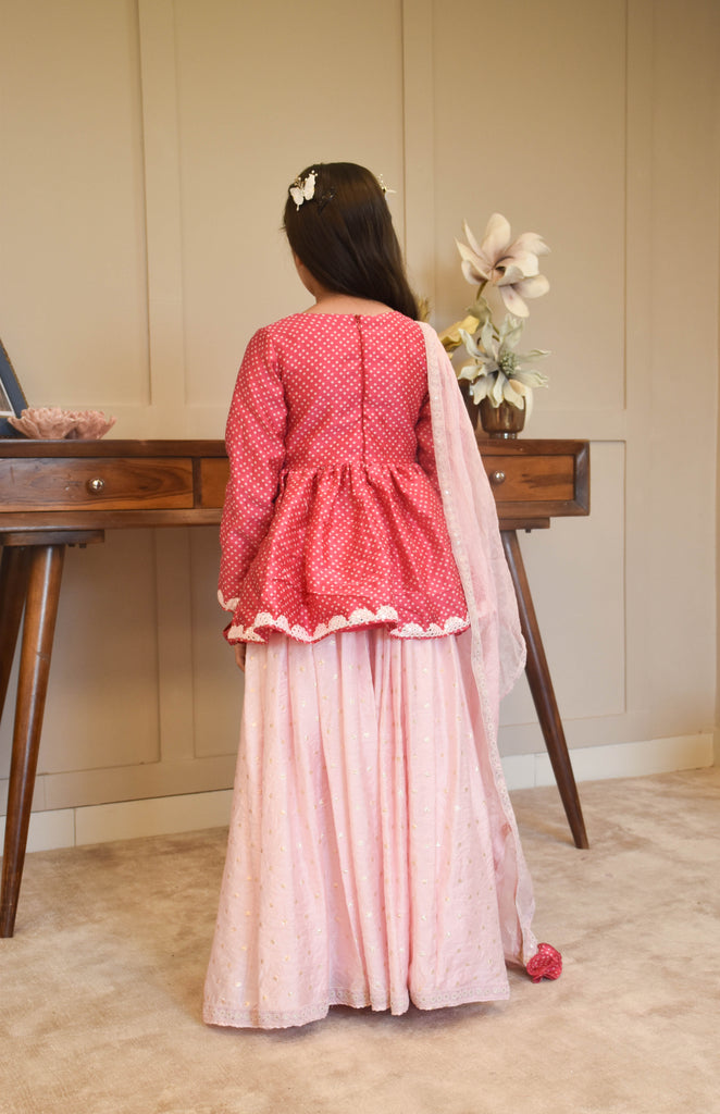 Rani Pink Wedding Wear Georgette Peplum Top With Lehenga at Rs 2749 in Surat