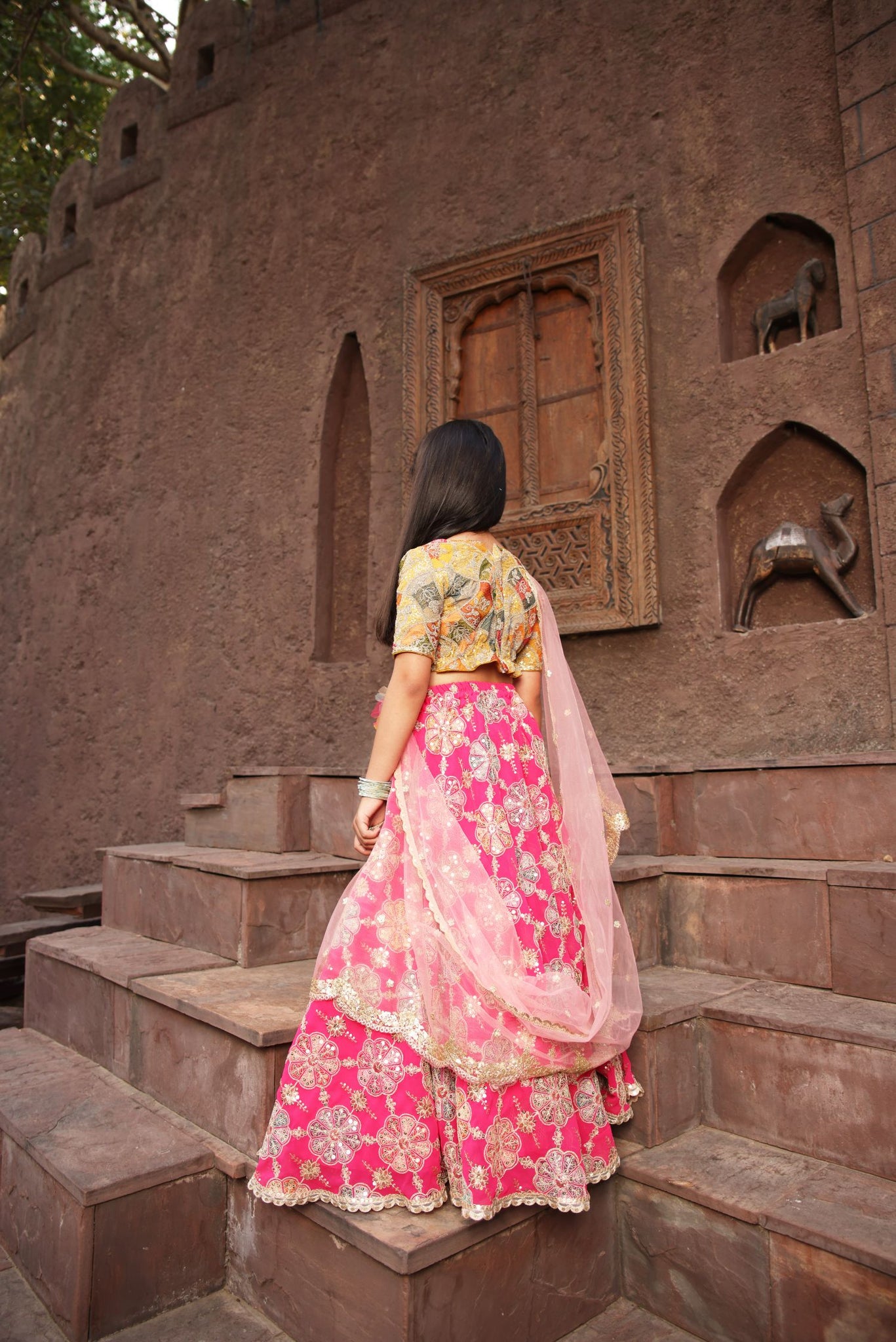 Yellow Embroidery Choli With Lehenga