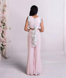 Baby Pink Embroidered Crop Top with Plazzo Pant