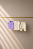 Cream Palm-Motif Waistcoat Kurta Set