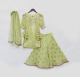 Pista Green Embroidery Kurti Sharara