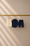 Navy Moon-Star Motif Waistcoat Kurta Set
