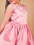 Pink Crystal Embellished Satin Party Dress