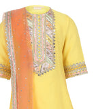 Chanderi Silk Kurta and Sharara with Gota Detailing and Net Dupatta