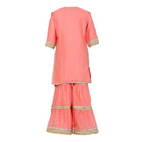 Chanderi Silk Kurta and Sharara with Gota Detailing and Net Dupatta