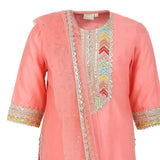 Chanderi Silk Kurta and Sharara with Gota Detailing and Net Dupatta