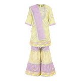 Chinon Kurta and Sharara with Gota Detailing and Net Dupatta