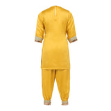 Raw Satin Kurta and Dhoti Pant with multicolor lace