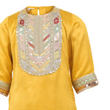 Raw Satin Kurta and Dhoti Pant with multicolor lace