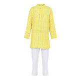 Georgette Faux Mirror thread work Kurta with Glazed Cotton Pyjama