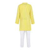 Georgette Faux Mirror thread work Kurta with Glazed Cotton Pyjama