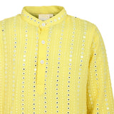 Georgette Faux Mirror thread work Kurta with Glazed Cotton Pyjama