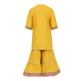 Chanderi Silk Kurta and Sharara with Gota Detailing and soft Net Dupatta