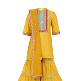 Chanderi Silk Kurta and Sharara with Gota Detailing and soft Net Dupatta