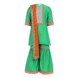 Chanderi Silk Kurta and Sharara with Gota Detailing and soft Net Dupatta