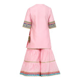 Chanderi Silk Kurta and Sharara with Gota Detailing and Soft Net Dupatta