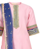 Chanderi Silk Kurta and Sharara with Gota Detailing and Soft Net Dupatta