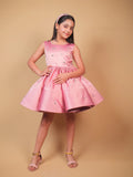 Pink Crystal Embellished Satin Party Dress