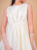 Off White Pearle Embellished Satin Gown