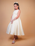 Off White Pearle Embellished Satin Gown