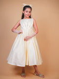 Off White Pearle Embellished Satin Gown