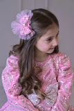 Lotus Pink Silver Sequence Full Peplum Dress