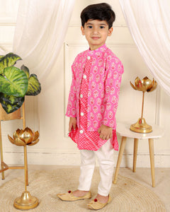 Cotton Print Jacket Style Kurta With Pyjama