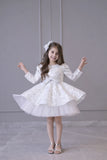 Ivory Silver Line Sequence Full Peplum Dress