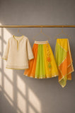 Orange Green Yellow Lehenga Set
