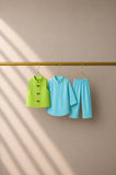 Sky Blue Dragonefly Motif Waistcoat Kurta Set