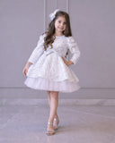 Ivory Silver Line Sequence Full Peplum Dress