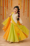 Orange Green Yellow Lehenga Set