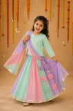 Mint Lilac Pink Lehenga Set