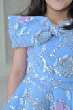 Powder Blue Sequence OffshoulderBow Charm Dress