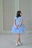 Powder Blue Sequence OffshoulderBow Charm Dress