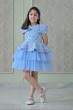 Powder Blue Sequence OffshoulderBow Charm Dress