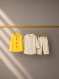 Cream Flamongo  Waistcoat Kurta Set