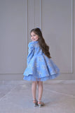 Powder Blue Embroidered Full Peplum Dress