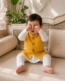 Cream Flamongo  Waistcoat Kurta Set
