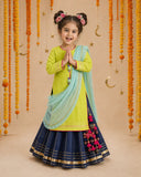 Lime Green Navy Lehenga Set