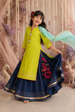 Lime Green Navy Lehenga Set