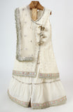Chanderi mini mirror sequin emblishments Angrakha kurta with sharara and Soft Net Dupatta