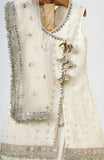 Chanderi mini mirror sequin emblishments Angrakha kurta with sharara and Soft Net Dupatta