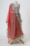 Faux mirror embroidered choli and soft net lehnga and net dupatta