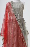 Faux mirror embroidered choli and soft net lehnga and net dupatta