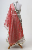Faux mirror embroidered choli and soft net lehnga and net dupatta