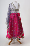 Faux mirror embroidered choli and raw silk lehenga with soft net dupatta